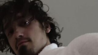 Shaggy young man paid to suck big cock at public bathhouse