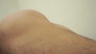Hot muscle Brazilian wanking solo with big dildo in his ass