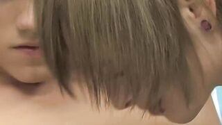 Skinny twink fed cum after riding big throbbing cock hard