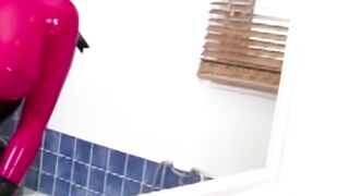 latexbound.org blowjob and anal creampie for a cumshot on a hot red creampie
