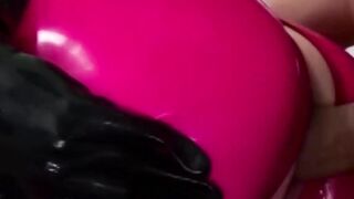 latexbound.org blowjob and anal creampie for a cumshot on a hot red creampie