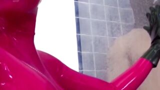 latexbound.org blowjob and anal creampie for a cumshot on a hot red creampie