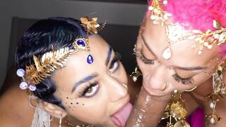 JAWDROPPING Twreesome of the Century Jasamine Banks és Ms Sapphires KILLER Oral Mastery!