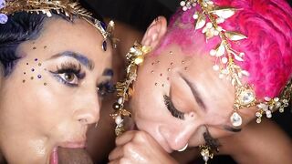 JAWDROPPING Twreesome of the Century Jasamine Banks és Ms Sapphires KILLER Oral Mastery!