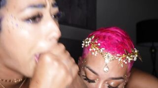 JAWDROPPING Twreesome of the Century Jasamine Banks és Ms Sapphires KILLER Oral Mastery!