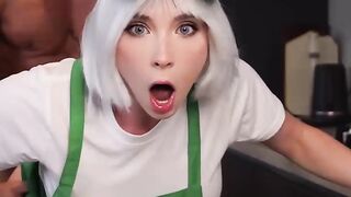 BLONDE BOMBSHELL BARISTA BLOWOUT 10 HORNY CUSTOMERS TAKE DOWN ONE TIGTH SWEET HEART