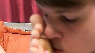 UNBELIEVABLE FEET FETISH EXCESS! Lollipop Loving Twink Gets Banged and Jizzed on His SOLESEARCHING Feet!
