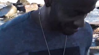  BEACH BRAWL tasty black stud gets facefucked by TWO rugged beach bums inНеsizzling outdoor threeway!