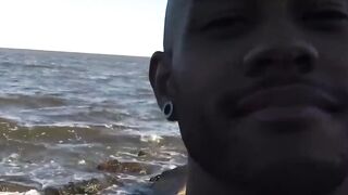  BEACH BRAWL tasty black stud gets facefucked by TWO rugged beach bums inНеsizzling outdoor threeway!