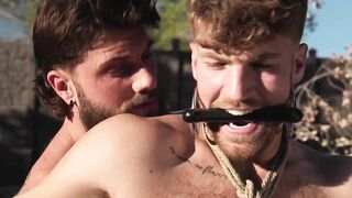 Heath Halo whips and fucks Carter Collins in outdoor BDSM action
