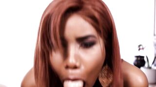 OPENMOUTHED DEEP THROAT CHALLENGE Ebony Goddess Swallows It All!