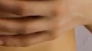 Dirty Coed Lena Teases Her Bushy Vulva with Her Magnificent Hands