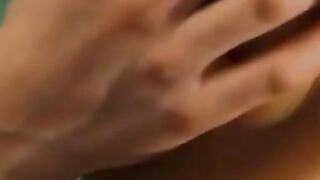 Dirty Coed Lena Teases Her Bushy Vulva with Her Magnificent Hands