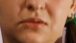 Dirty Coed Lena Teases Her Bushy Vulva with Her Magnificent Hands