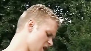 INCREDIBLE BLONDE GETS LOOSE, FULLON ORGY BY THE POOL
