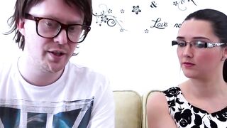 "Glasses-Wearing Bombshell Gives A Skillful Blowjob To Her Geek Boyfriend"