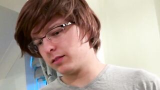 "Glasses-Wearing Bombshell Gives A Skillful Blowjob To Her Geek Boyfriend"