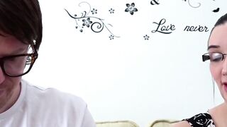 "Glasses-Wearing Bombshell Gives A Skillful Blowjob To Her Geek Boyfriend"