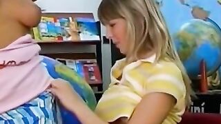 Sexy blonde cuties travel agent gives her client an unforgettable experience in this erotic adventure!