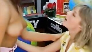 Sexy blonde cuties travel agent gives her client an unforgettable experience in this erotic adventure!