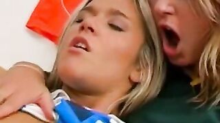 Sporty Girl-on-girl Threesome Spectacular! Three hot babes share intense lesbian sex on field