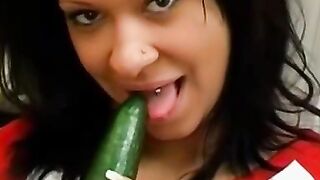 "Veggies-In-Panties #2 - Hot Babe Fingers Her Pussy with Carrots & Peppers"