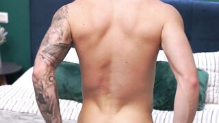 "Hunky Guy Jacks Off On Bed - Solo Male Masturbation"