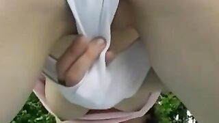 Teenage Cutie Goes Wild on Her Pussy in Outdoor Setting - Old Man Fetish Fantasy