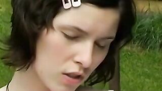 Teenage Cutie Goes Wild on Her Pussy in Outdoor Setting - Old Man Fetish Fantasy