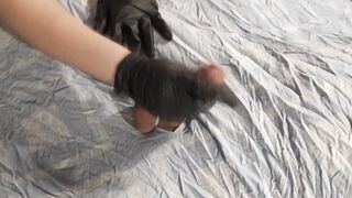 Dick Torture into Rubber Gloves by a Perfect Women