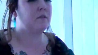 "BBW Chubby Girl's Bathroom Blowjob with Big Dick"