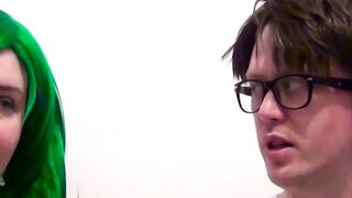 "BBW Chubby Girl's Bathroom Blowjob with Big Dick"