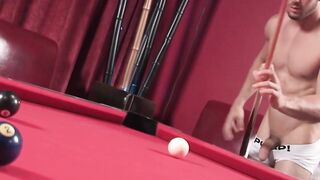 "Attractive Jocks Pool Game Turns Into Hot Solo Stroke Session"