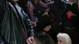 Public Humiliation - BDSM Slavery Training For Submissive Girl In Leather Outfit