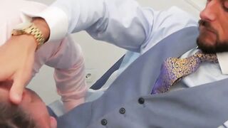 "Handsome Stud Gives Intense Anal Pounding In Suit And Blow Job"