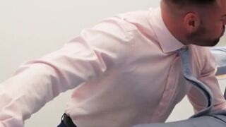 "Handsome Stud Gives Intense Anal Pounding In Suit And Blow Job"