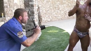 Blonde Arielle Aquinas photoshoot turns to wild threesome fucking