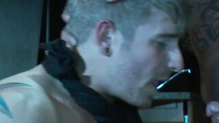 Van witnessed how Ricky Sinz ball busts and throat fucks Logan Vaughn