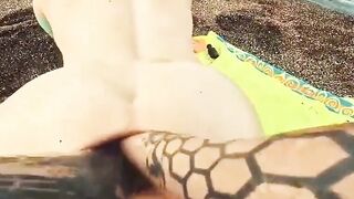 Axel Abysse howls as Yoshi Kawasaki POV fists his hole on the beach