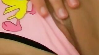 Teenage Foot Worship - Naughty Girl in Fishnets Strips Down & Gets Off on Feet