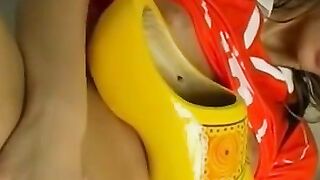 Wooden Shoes - Teasing Bath Time with Sexy Brunette Babe