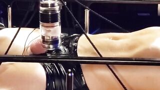 Sexy dude Devin Franco in breath control and chastity slave submission