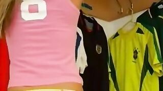 Yasmin masturbates into the dressing rom