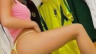 Yasmin masturbates into the dressing rom