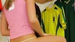 Yasmin masturbates into the dressing rom
