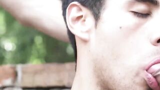 Public Bareback Threesome - Latinos Twinks Suck & Fuck Raw In Park