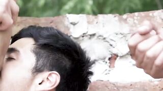 Public Bareback Threesome - Latinos Twinks Suck & Fuck Raw In Park