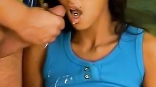 Teen Latina Babe Sucks Grandpa Off While He Fingers & Masturbates On Bed - POV