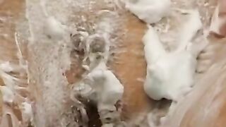 Close Up View Of Her Pussy In Lingerie With A Huge Load On His Face!
