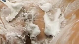 Close Up View Of Her Pussy In Lingerie With A Huge Load On His Face!